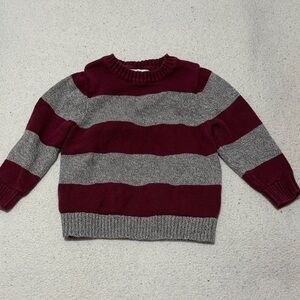Striped Burgundy and Gray Sweater